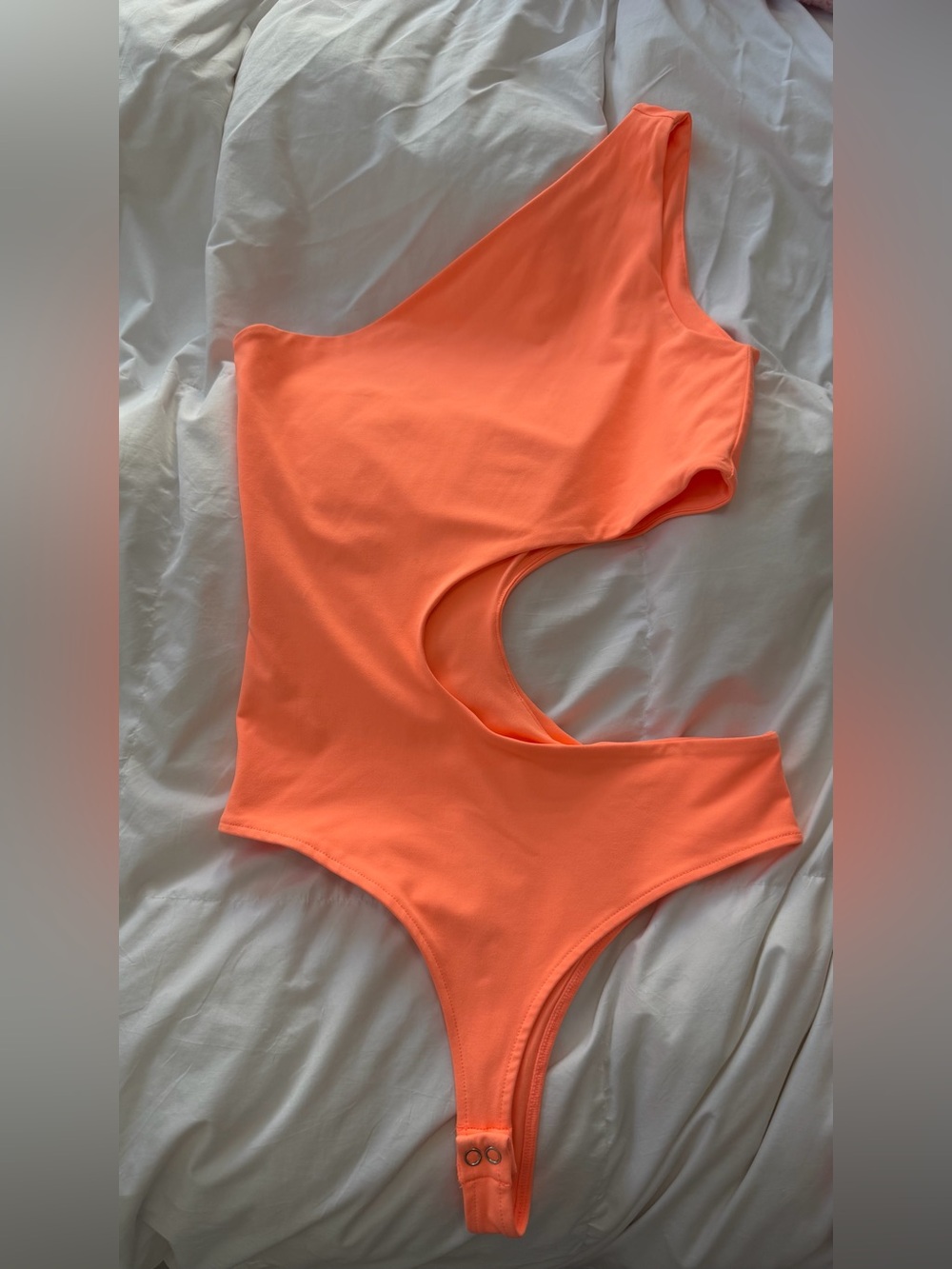 One-Shoulder Salmon Bodysuit
